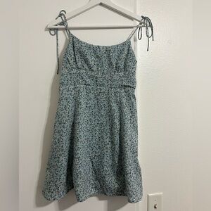 Floral Blue Sundress with Tie Straps